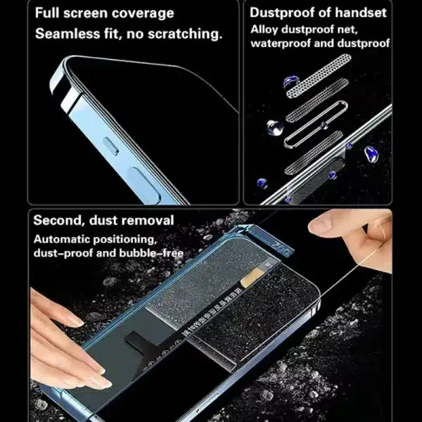 1Pcs Dust Free Installation HD Screen Protector For IPhone 14 11 12 13 15 16 Pro Max 15 14 Plus 12 13 MiniTempered Glass Film - Image 5