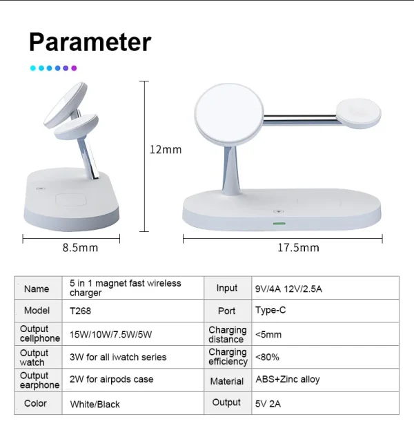 3 in 1 Wireless Charger For iPhone 12 13 14 15 Magsafe Charger Airpods Pro Apple Watch 9 8 7 6 QI Fast Charging Station - Image 5