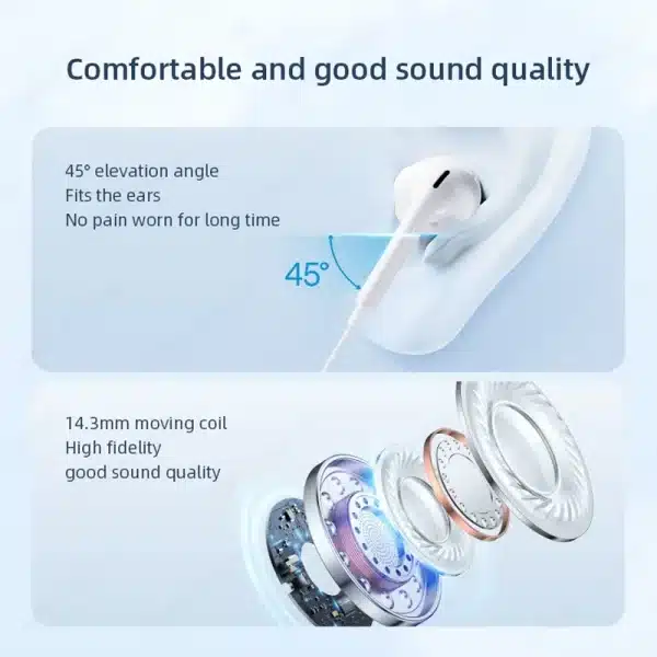 Wired Headphones Semi In Ear HiFi Bass Music Earbud Handfree Earphones Type-C 3.5mm With Mic For Samsung Xiaomi Tablet Laptops - Image 2