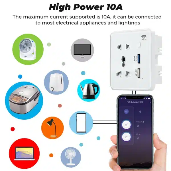 Tuya Wifi Wall Smart Socket US EU UK Plug Tempered Glass Quick Fast Charger 3.0 Usb Charging Timing App For Google Home Alexa - Image 4