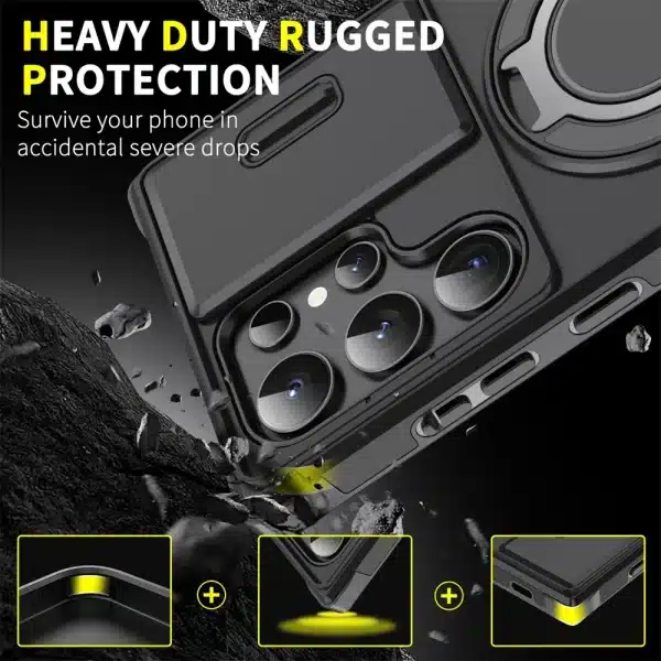 Slide Camera Protection Magnetic Stand Phone Case for Samsung S24 S23 Plus S21 S22 Ultra S20 FE A54 A23 A15 A14 Defender Cover - Image 6