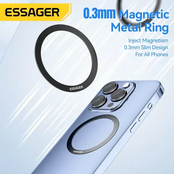 Essager 2PCS Magnetic Metal Ring for iPhone 15 14 13 12 Pro Max Plus MagSafe Magnet for Samsung Xiaomi Wireless Charging Plate - Image 2