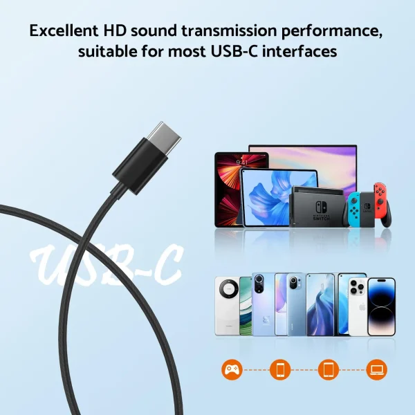 USB Type C Headphones HiFi Bass Stereo Volume Control Music 3.5mm Wired Earbuds With Mic For Galaxy S24 Ultra iPhone 15 Pro Max - Image 4