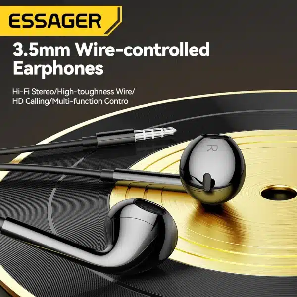 Essager 3.5mm Wired Headphones In Ear Headset Wired Earphones with Microphone Stereo Earbuds Sports In-line Control For Phones - Image 2