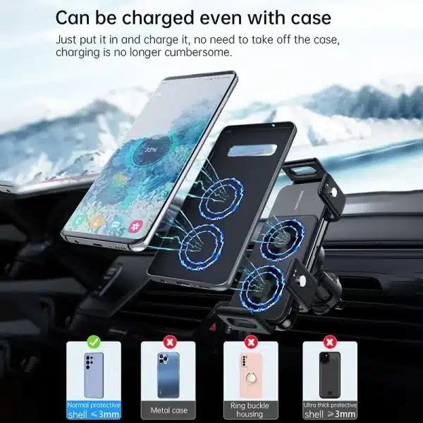 Dual Coil Fold Screen Car Wireless Charger For Samsung Galaxy Z Fold 3 2 Flip 4 3 iPhone Fast Phone Charging Vent Mount Holder - Image 5