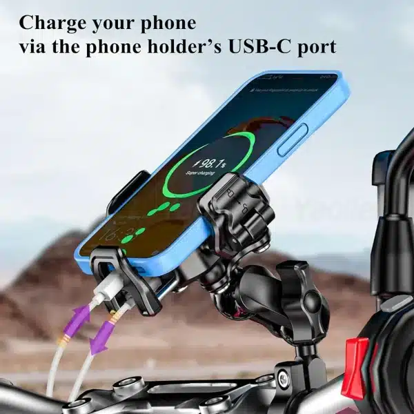 Kewig Upgraded Motorcycle Phone Holder 15W Wireless Charger QC3.0 USB Fast Charging Moto Handlebar Bracket GPS Shockproof Stand - Image 4