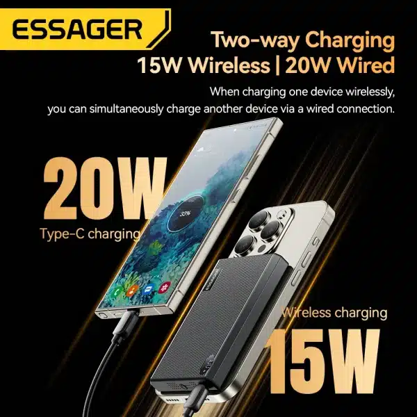 Essager Magnetic Wireless Power Bank 10000mAh 22W Fast Charging External Battery Charger for Xiaomi Samsung iPhone 16 Powerbank - Image 3