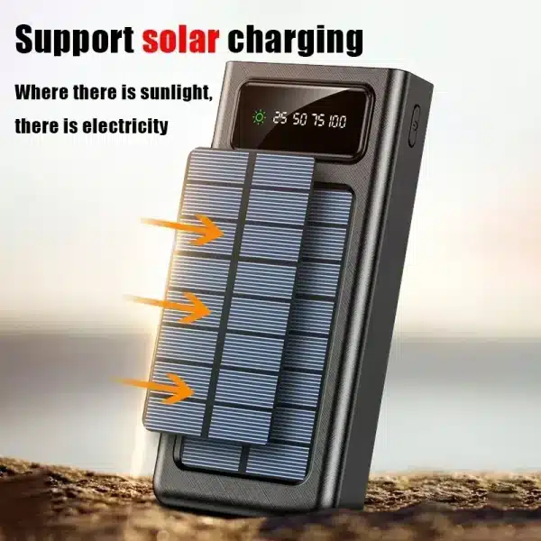 Xiaomi Solar Power Bank 200000mah Built 4 Cables Portable Fast Charging Usb Ports Charger Powerbank For Iphone Xiaomi Samsung - Image 2