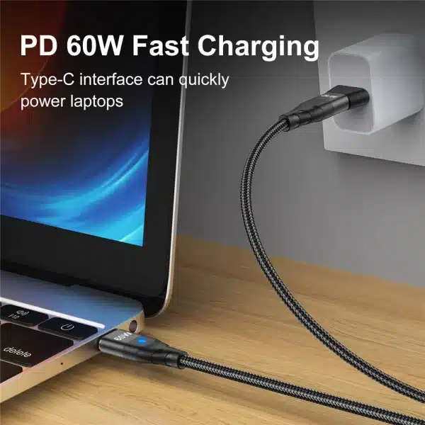 USLION 60W USB C to USB C Magnetic Cable Super Fast Charging Wire QC 3.0 Type C to Micro USB Cord With USB C to USB A Convertor - Image 2