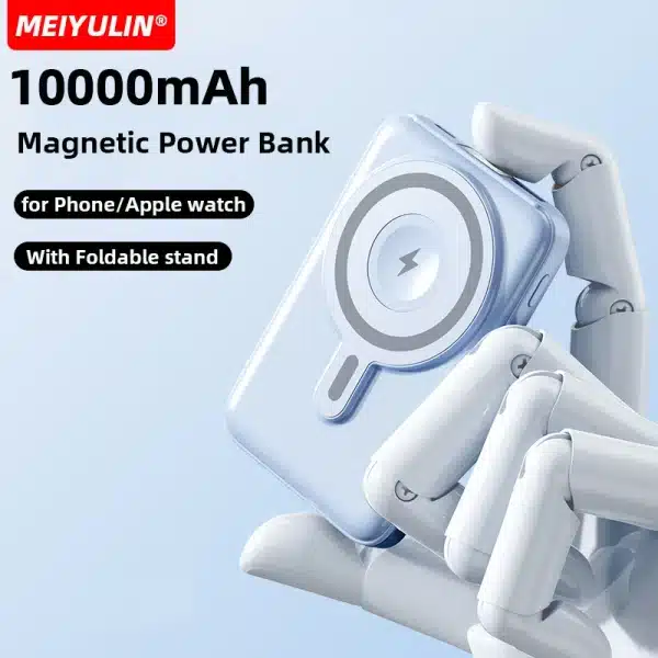 10000mAh Portable Magnetic Wireless Power Bank Stand for Apple Watch USB C Fast Charging External Battery for iPhone 15 Samsung - Image 4