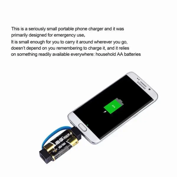 Universal Phone Emergency Charger Powered By 2pcs Normal AA Batteries Mini Portable Phone Power Bank With Micro USB/ Type-C Plug - Image 5