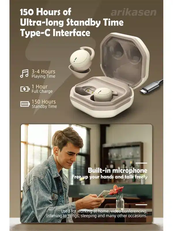 Bluetooth Earbuds for Sleeping invisible Small Wireless Earphones Mini Comfortable Noise Blocking for Side Sleeping Home Work - Image 5