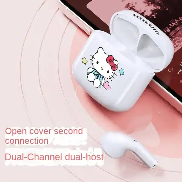 NEW cartoon Hello Kitty Bluetooth earphones semi in ear mini noise cancelling wireless earphones with long standby time - Image 2