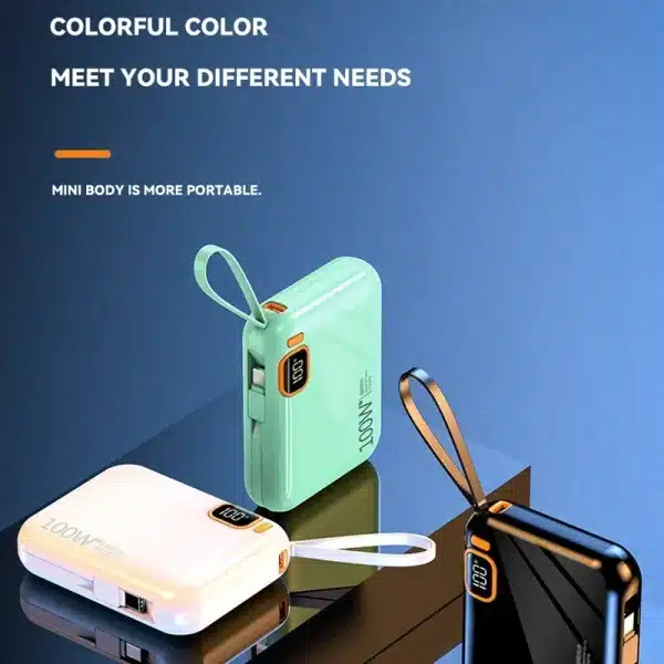 30000mah Portable Mini Power Bank PD100W Detachable USB to TYPE C Cable Fast Charging Powerbank For iPhone Xiaomi Samsung 2024 - Image 3