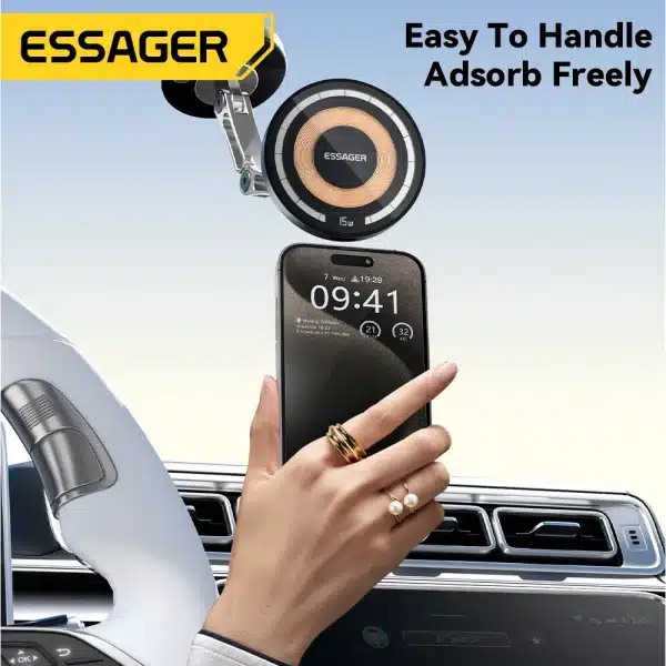 Essager 15W Magnetic Car Wireless Charger 360° Phone Holder Telescoping Car Mount For iphone 15 14 13 Max Car Navigation Bracket - Image 3