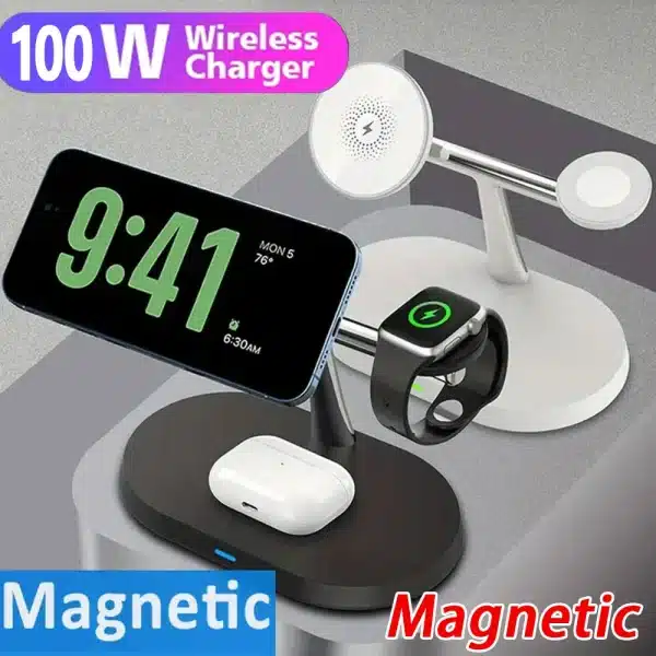 100W 3 In 1 Magnetic Wireless Charger Stand for Macsafe iPhone 15 14 13 12 Pro Max Apple Watch 1-9 AirPods Fast Charging Station - Image 6