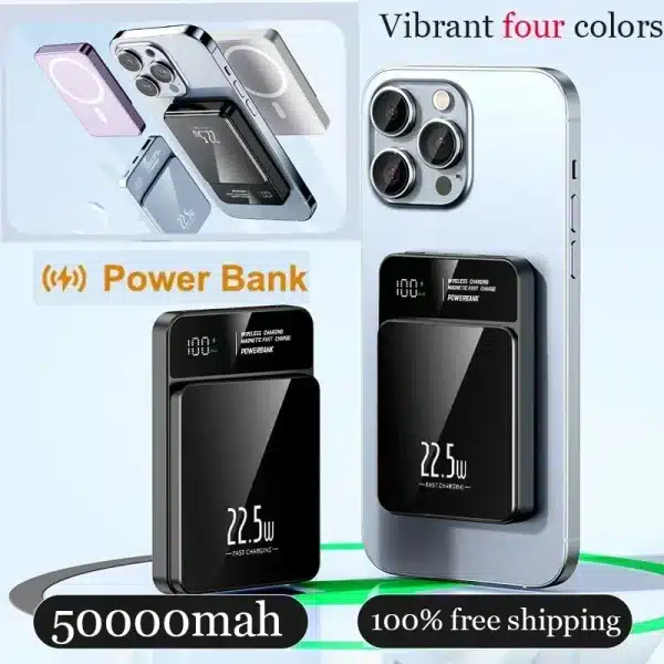 50000mAh Magnetic Power Bank for Iphone Magsafe Wireless Chargers Powerbank 22.5W Super Fast Charging for Xiaomi Samsung Huawei - Image 4