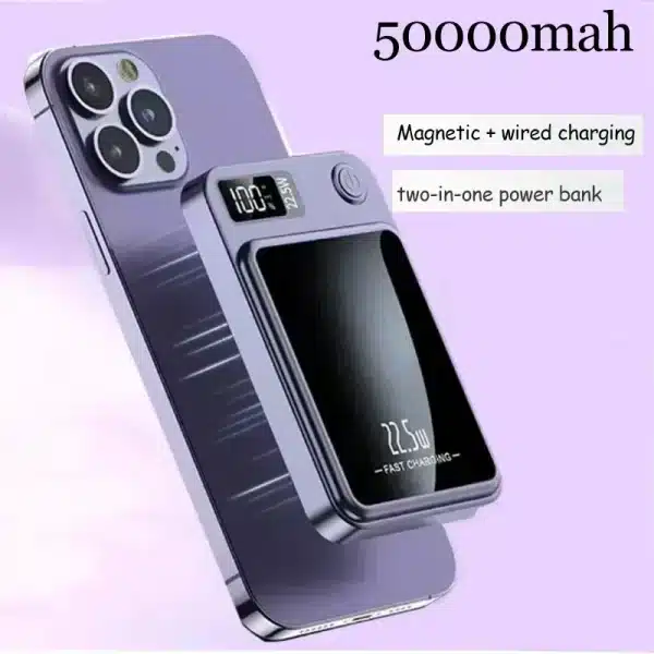 For Xiaomi Power Bank 50000mAh Wireless Magnetic Power Bank Magsafe 22.5W Super Fast Charging Suitable for IPhone Samsung Huawei - Image 2