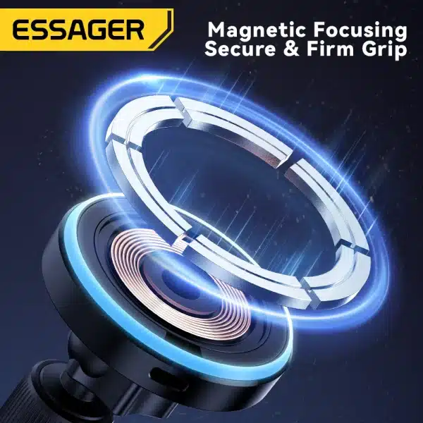 Essager RGB Magnetic Car Phone Holder Qi 15W Wireless Charger Car For iPhone 15 14 13 12 Pro Max Samsung Phone Holder Stand - Image 5