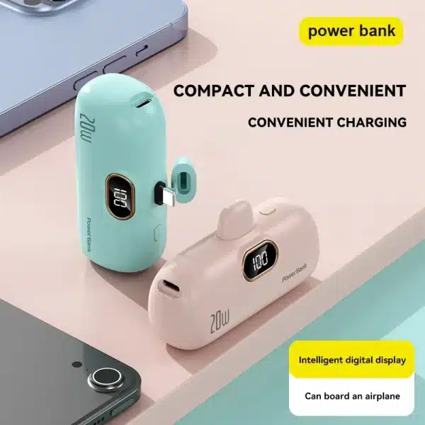 Xiaomi 30000mAh Power Bank Portable Mobile Phone Charger Built Cable External Battery Capsule Mini Power Bank For Type-C iPhone - Image 2