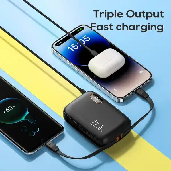 KUULAA 10000mAh powerbank 22.5W Portable Charger Dual Cable Fast Charging portable battery power bank For iPhone 16 15 14 Xiaomi - Image 4