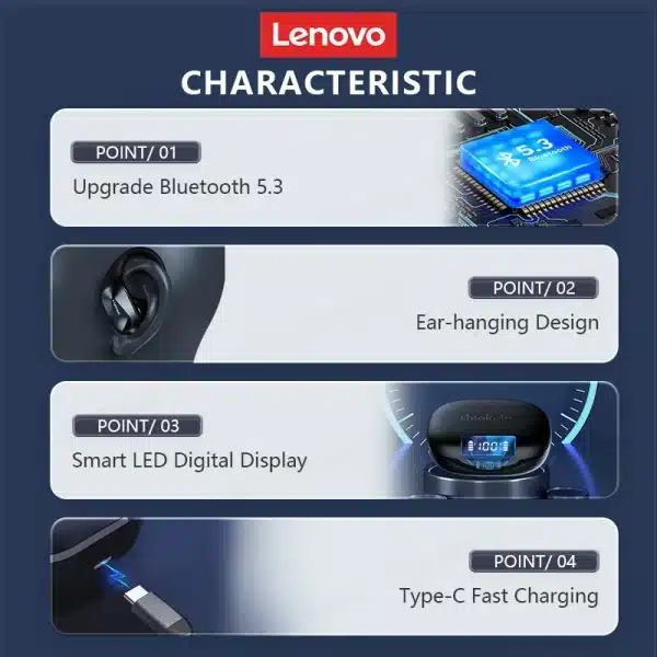 Original Lenovo LP75 Choice TWS Bluetooth 5.3 Headphones Wireless Earphones LED Digital Display Noise Reduction Earbuds New - Image 6