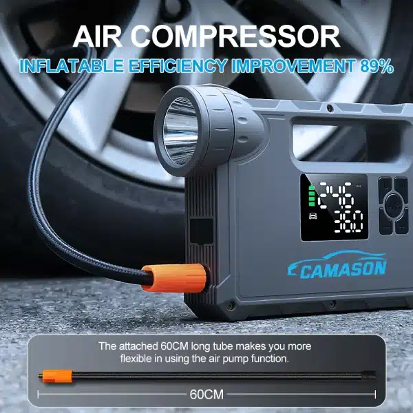 5 in 1 Car Jump Starter with air Compressor Portable Flashlight Starting Device Power Bank Battery Automotive Booster start - Image 3