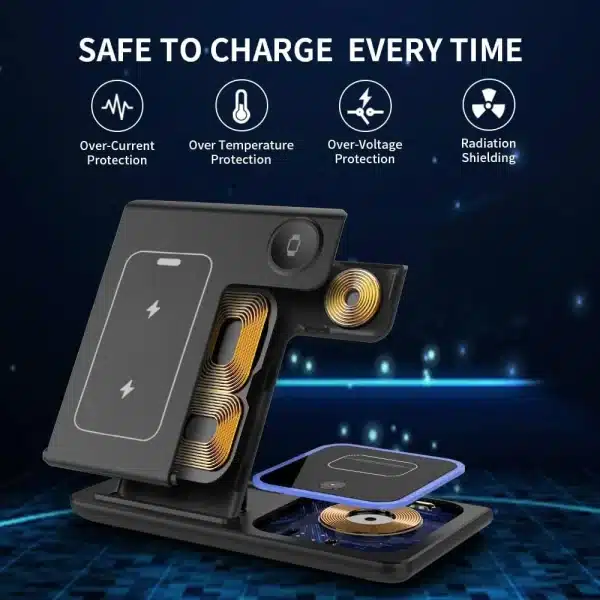 100W LED Fast Wireless Charger 3 in 1 Foldable Charging Station For iPhone 16 15 14 13 12 11 Apple Watch 9 8 7 6 5 Airpods Pro/3 - Image 3