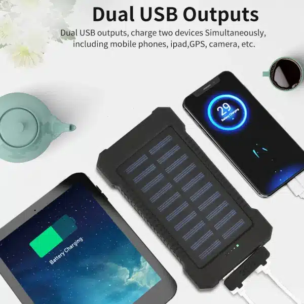 30000mAh Solar Power Bank Solar Panel Powerbank Waterproof USB Battery Charging LED External Charger For iPhone Samsung Phone - Image 3