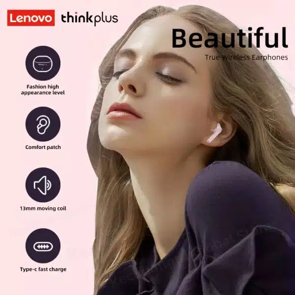100% Original Lenovo Headphones Wireless Bluetooth 5.3 Earbuds HiFi Stereo Noise Reduction Headphones Touch Control 250mAH New - Image 2