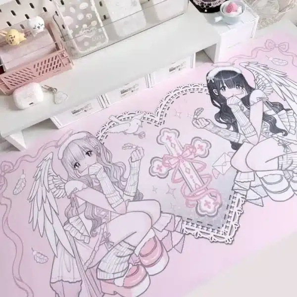 New Ins Cute Two Yuan Animation Girl Mouse Pad Non-slip Waterproof Dirty Thick Business Office Computer Desk Mat Universal - Image 3