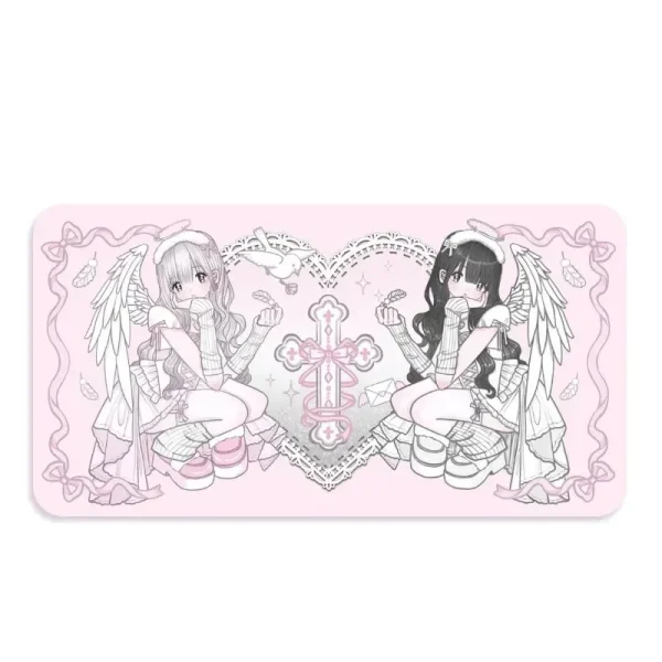 New Ins Cute Two Yuan Animation Girl Mouse Pad Non-slip Waterproof Dirty Thick Business Office Computer Desk Mat Universal - Image 6