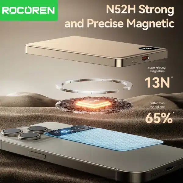 Rocoren Magnetic 20W 5000mAh Wireless Power Bank 10000mAh Thin Portable Charger External Battery for Magsafe For iPhone 16 15 14 - Image 6