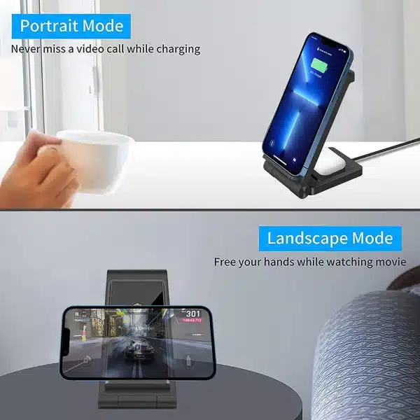 2 in 1 30W Dual Seat Wireless Charger for Samsung S24 S23 Fast Charging Stand For IPhone 15 14 13 12 11 XS XR X 8 Airpods 3 Pro - Image 3