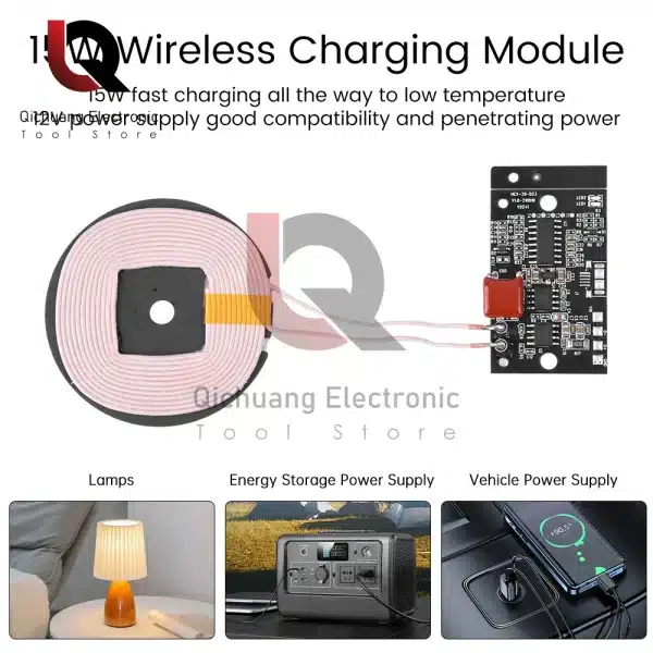 1Pcs 15W 12V High Power Type-C Wireless Charger Transmitter Module Circuit Board for QI Standard Fast Charging for Mobile Phone - Image 2