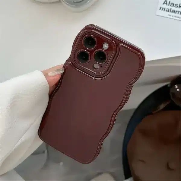 Korean Air Cushion Wave Gorgeous Wine Red Phone Case For iPhone 16 11 12 13 14 Plus 15 Pro Max Protection Shockproof Soft Cover - Image 6