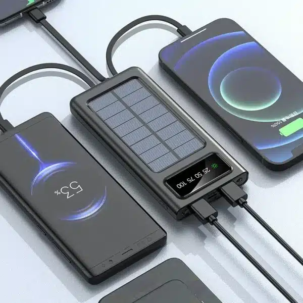 200000mAh Solar Power Bank Digital Display Solar Battery Large Capacity Fast Charging Built-in Cable Power Bank External Battery - Image 6