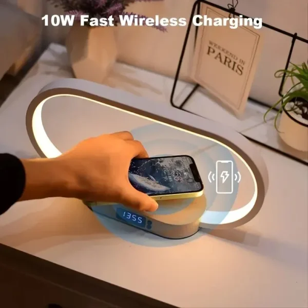 Multifunction Wireless Charger Pad Stand Clock LED Desk Lamp Night Light USB Port Fast Charging Station Dock for iPhone Samsung - Image 3