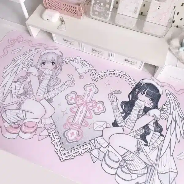 New Ins Cute Two Yuan Animation Girl Mouse Pad Non-slip Waterproof Dirty Thick Business Office Computer Desk Mat Universal - Image 5