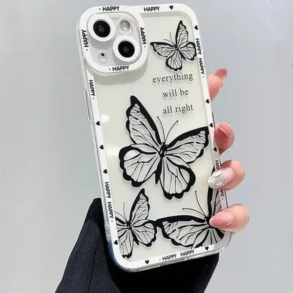 Pink Butterfly Pattern Phone Case For iPhone 16 14 13 12 11 15 Pro Max 7 8 Plus XS XR X SE 2022 Personalized Border Soft Cover - Image 6