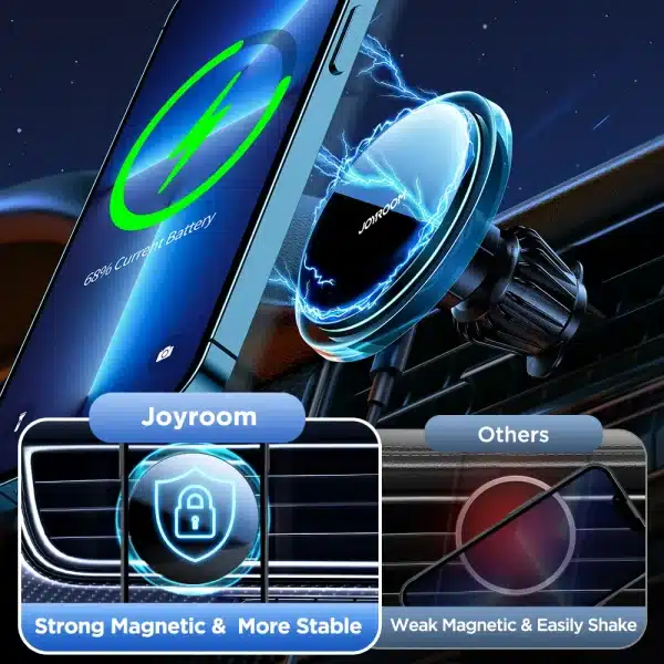 Joyroom Magnetic Car Phone Holder Wireless Charger For iPhone 15 14 13 Pro Max Fast Charging Car Charger Holder With Blue Light - Image 4