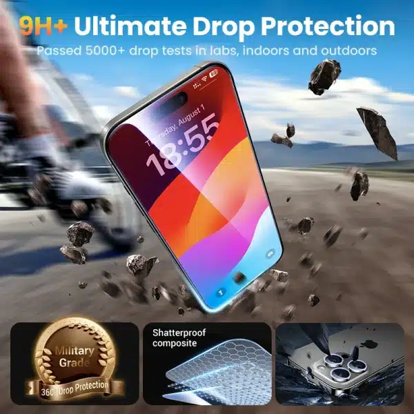 UGREEN Screen Protector For iPhone 16 Pro Full Cover Tempered Glass For iPhone 16 Plus Pro Max Camera Lens Protectors - Image 3