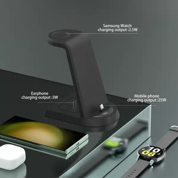 25W Super Fast Wireless Charger 3 in 1 for Samsung S24 S23 Ultra S22 S21 S20 Galaxy 5 4 3 Active Watch Earbuds Charging Station - Image 5