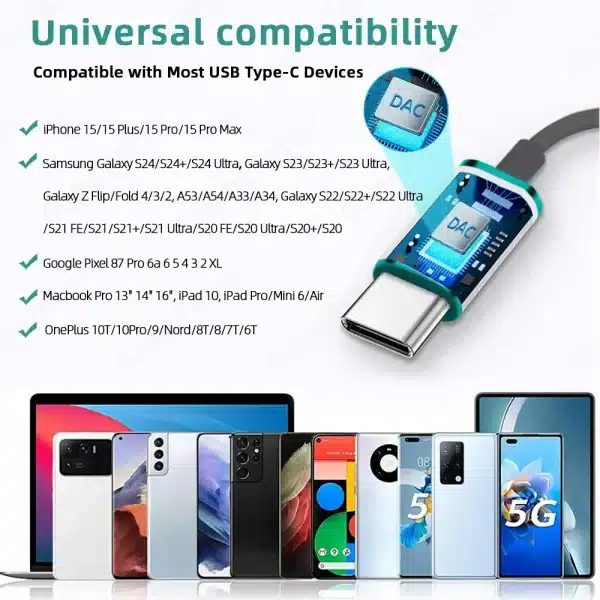 USB Type C Headphone HiFi Bass Stereo Volume Control Mic 3.5mm Wired Earbuds For Galaxy S24 S23 S22 S21 Ultra iPhone 15 Pro Max - Image 6