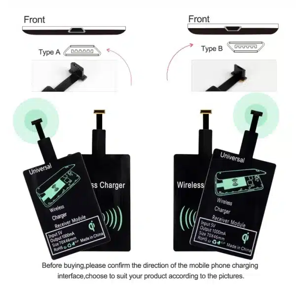 Wireless Charger Receiver Support Type C/Micro USB/Lightning Fast Wireless Charging Adapter For iPhone 5 Android Wireless Charge - Image 4