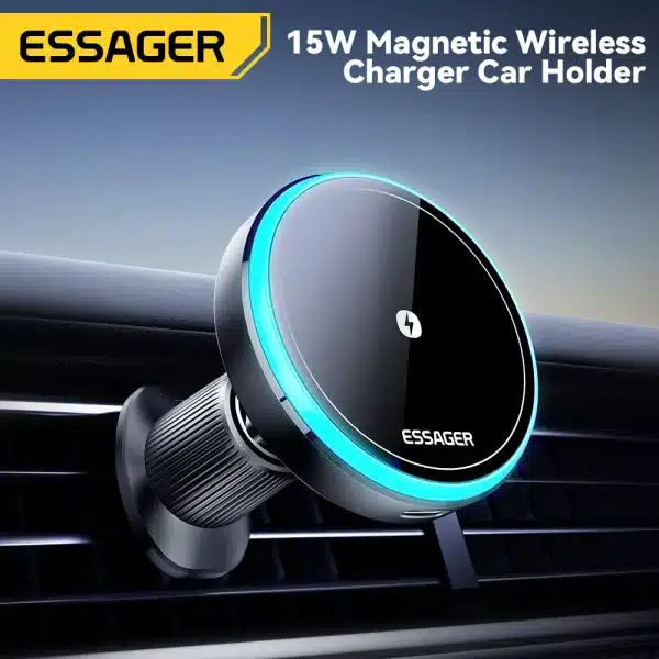 Essager RGB Magnetic Car Phone Holder Qi 15W Wireless Charger Car For iPhone 15 14 13 12 Pro Max Samsung Phone Holder Stand - Image 2