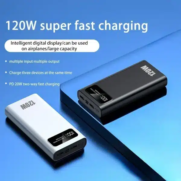 120W 200000mAh Super Fast Power Bank Charging High Capacity Portable Digital Display LED Power Bank For iPhone Samsung Xiaomi - Image 4