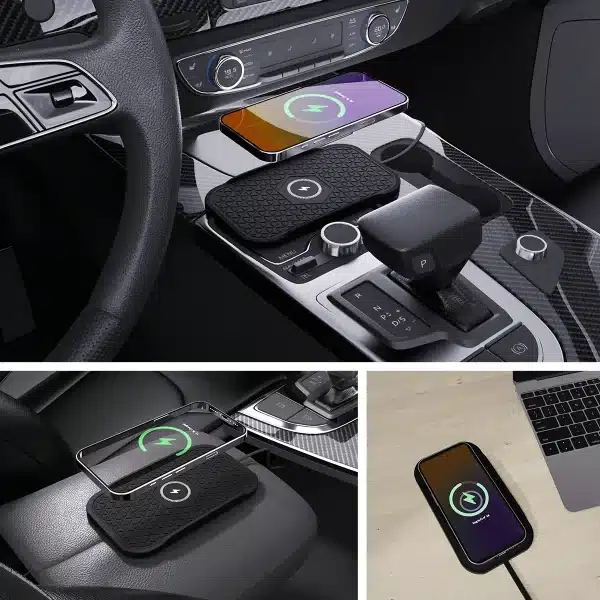 Bonola Silicone Car Wireless Charger Non-Slip Pad for iPhone 16/15/14/13/12 Series Induction Fast Wireless Charging for Samsung - Image 4