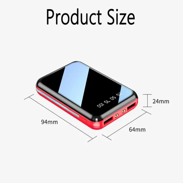 2024 NEW portable outdoors 50001mAh-100000mAh Mini Power Bank Portable Fast Charger Battery Pack 2 USB for Mobile Phone - Image 4