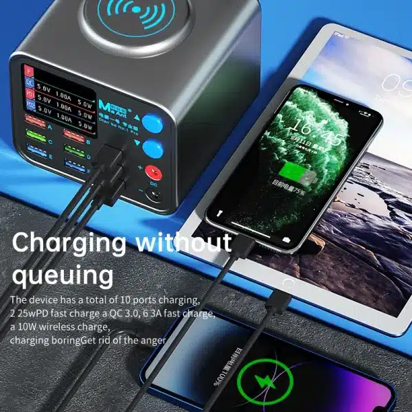 Multi-function Dianba NO.1 Pro 200W 20V 5A USB Type C Rapid Charger Wireless 8 Port PD QC3.0 Phone Current Line Accurate Tester - Image 5